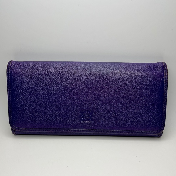 Loewe Handbags - Loewe Purple Bifold Continental Wallet w/ Anagram - Preowned